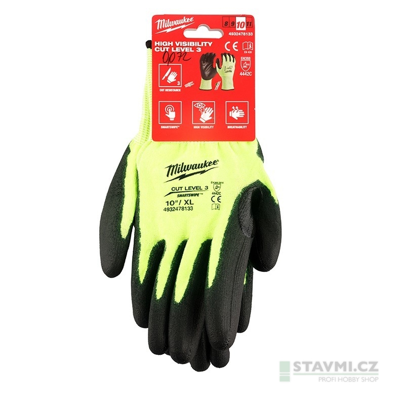 Milwaukee reflexní rukavice XL vysoká ochrana proti proříznutí 4932478133