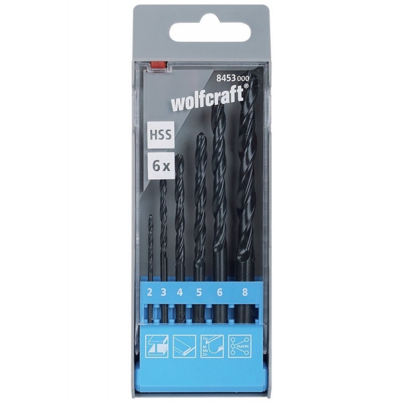 Wolfcraft Sada 6ks vrtáků do kovu HSS ø2-8mm 8453000