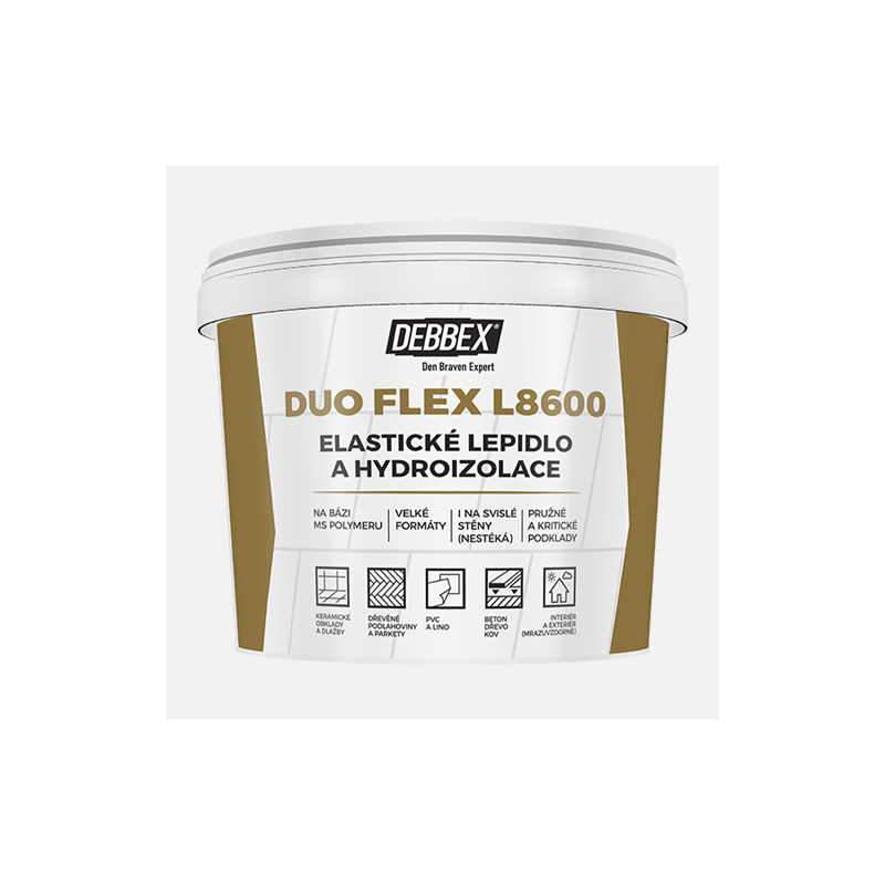 Den Braven Elastické lepidlo a hydroizolace DUO FLEX L8600, kbelík 15 kg
