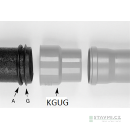 Přechodka PVC (KG, HT) DN 160 na hladký konec litinové trubky DN 150 bez těsnění KGUG