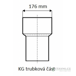 Přechodka PVC (KG, HT) DN 160 na hladký konec litinové trubky DN 150 bez těsnění KGUG