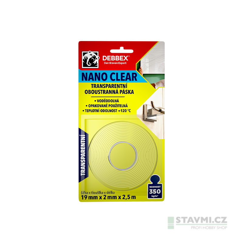 DEBBEX transparentní oboustranná páska NANO CLEAR B8220BD
