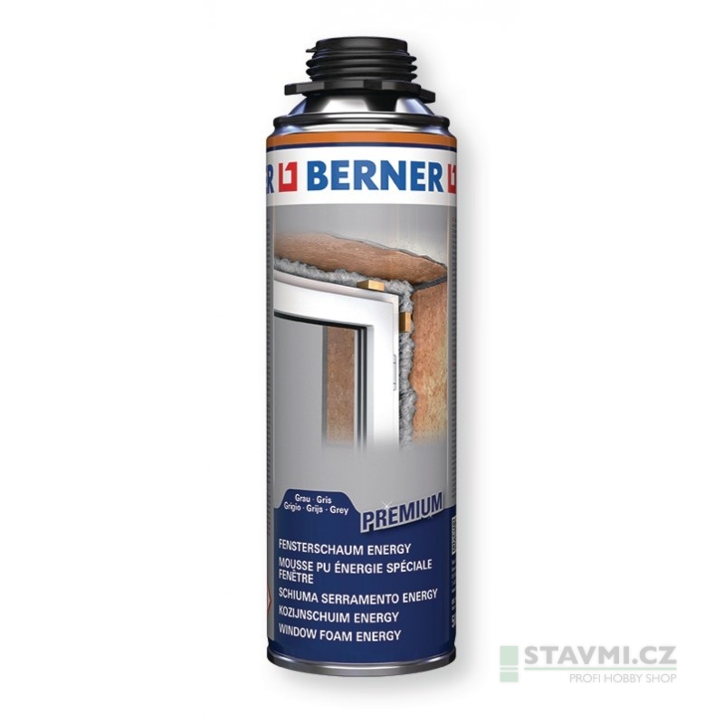 Berner okenní pěna Energy Premium šedá 500 ml 372448