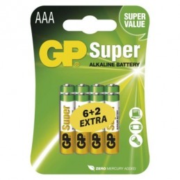 GP alkalická baterie SUPER AAA (LR03) 6+2BL