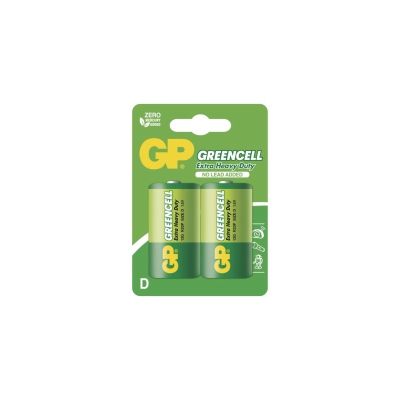 GP zinková baterie GREENCELL D (R20) 2BL