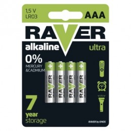 RAVER alkalická baterie AAA (LR03), 4 ks