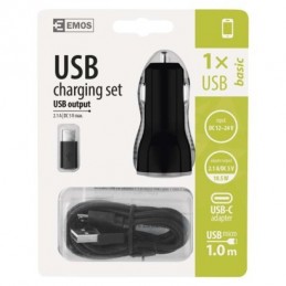 USB ADAPT.AUTO 2.1A+MICRO USB KABEL+USB-C REDUKCE