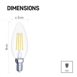 LED FLM CANDLE 6W(60W) 810lm E14 NW