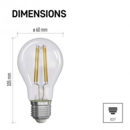 LED FLM A60 3,8W(60W) 806lm E27 WW A CLASS