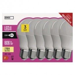 LED CLS A60 8,5W(60W) 806lm E27 WW 6PC