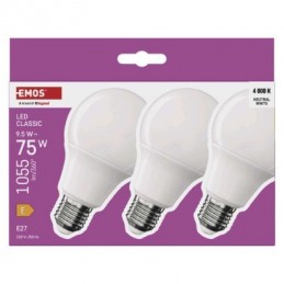 LED CLS A60 9,5W(75W) 1055lm E27 NW 3PC