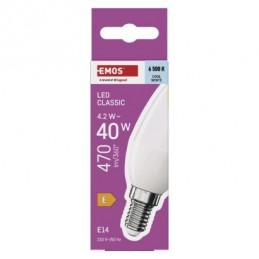 LED CLS CANDLE 4,2W(40W) 470lm E14 CW