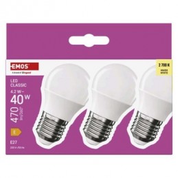 LED CLS MINI GLOBE 4,2W(40W) 470lm E27 WW 3PC