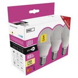 LED CLS A60 8,5W(60W) 806lm E27 WW 3PC