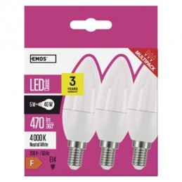 LED CLS CANDLE 5W(40W) 470lm E14 NW 3PC