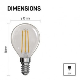 LED FLM MINI GL 3,4W(40W) 470lm E14 WW