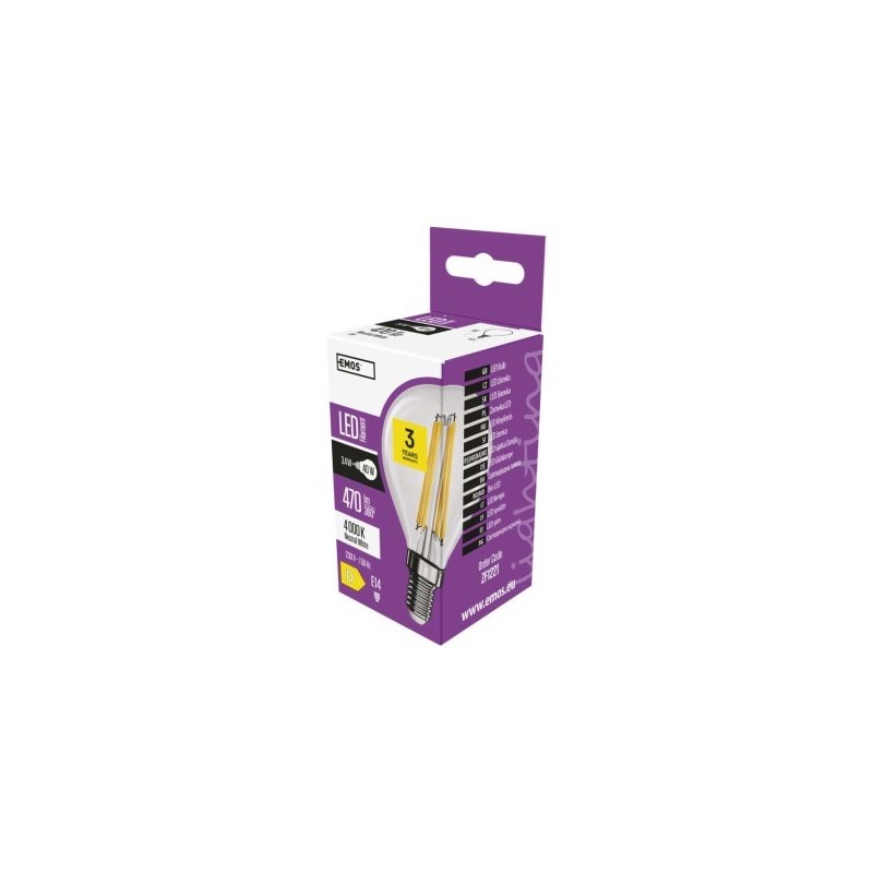 LED FLM MINI GL 3,4W(40W) 470lm E14 NW