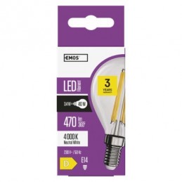 LED FLM MINI GL 3,4W(40W) 470lm E14 NW