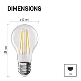 LED FLM A60 3,8W(60W) 806lm E27 WW A CLASS 3PC