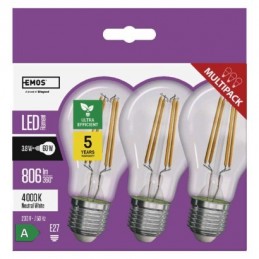 LED FLM A60 3,8W(60W) 806lm E27 NW A CLASS 3PC