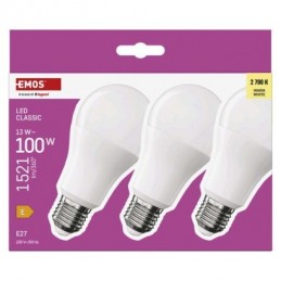 LED CLS A60 13W(100W) 1521lm E27 WW 3PC