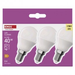 LED CLS MINI GLOBE 4,2W(40W) 470lm E14 WW 3PC