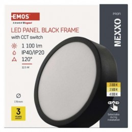 LED SVÍTIDLO NEXXO PŘ.KR 12,5W 1100LM IP40 CCT Č