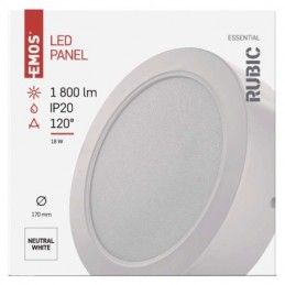 LED SVÍTIDLO RUBIC PŘ.KR 18W 1800LM IP20 NW B