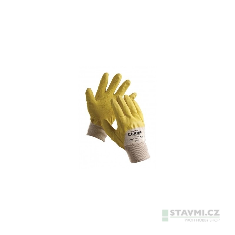 CERVA TWITE rukavice bavlna-žlutý latex