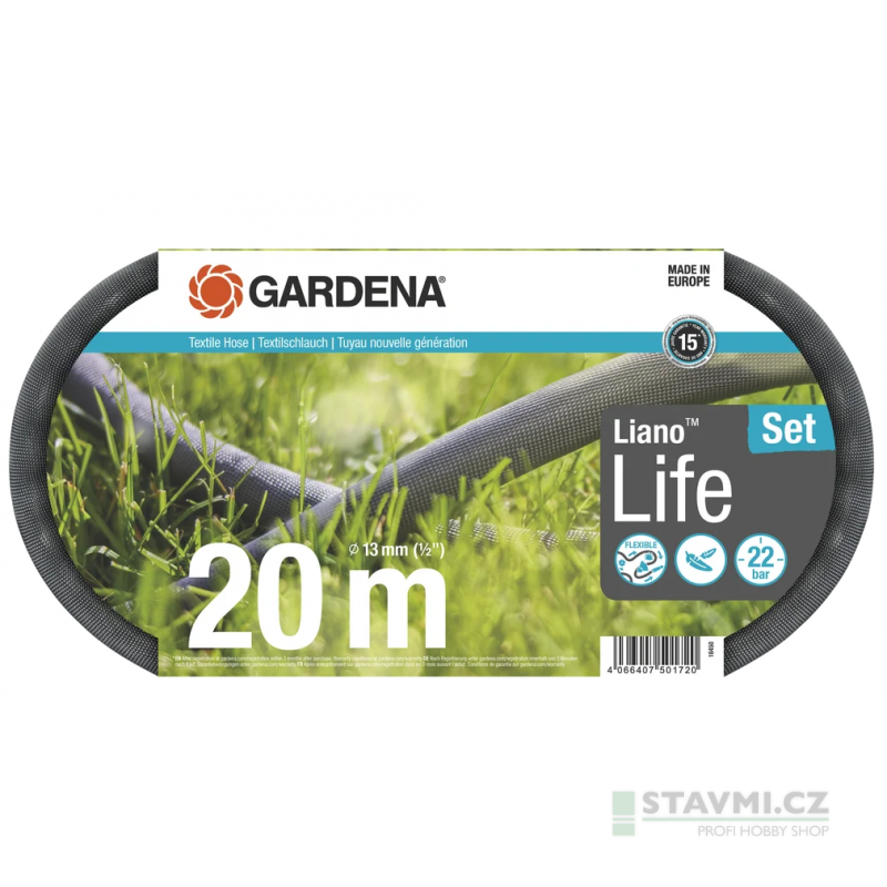 Gardena Textilní hadice Liano™ Life 20 m, sada 18450-20